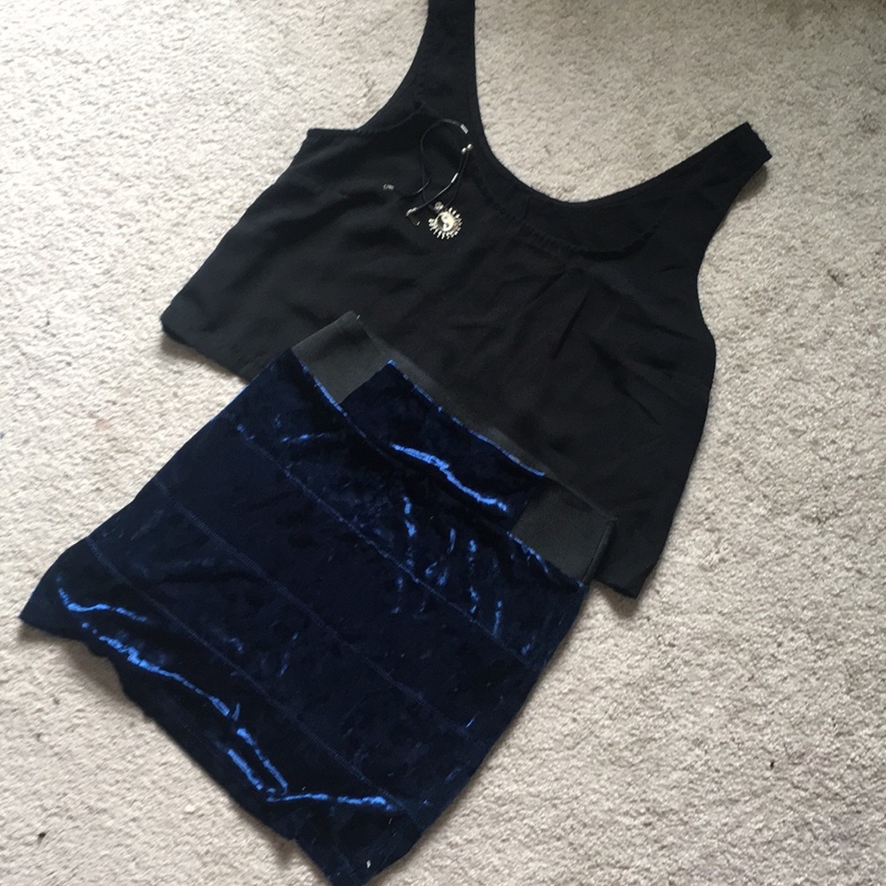 BLUE VELVET MINI SKIRT